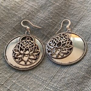 Pretty floral lotus boho rustic handmade earrings